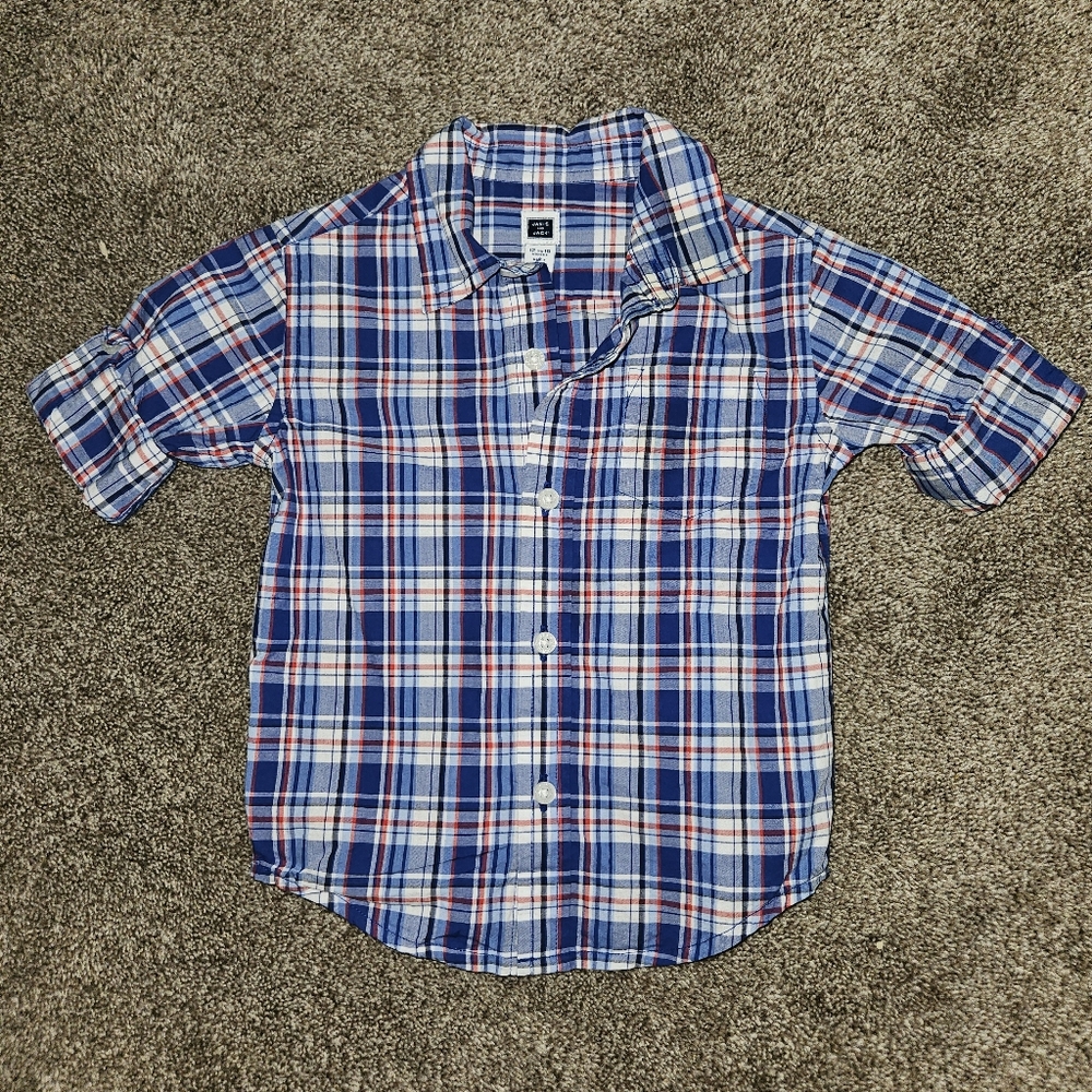 Janie and Jack Button Down Shirt Infant 12-18 Months Red, White, Blue